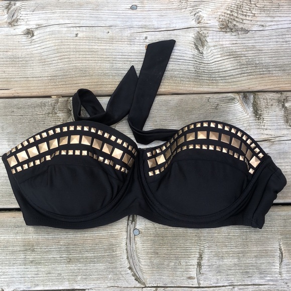 Black Studded Bandeau Swim Top (Size S) - Picture 5 of 7